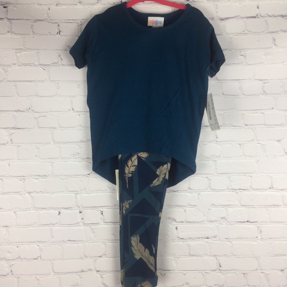 SOFT stretchy NEW LuLaRoe Kids Leggings with feather print S/M (2T - 8) - Picture 6 of 8